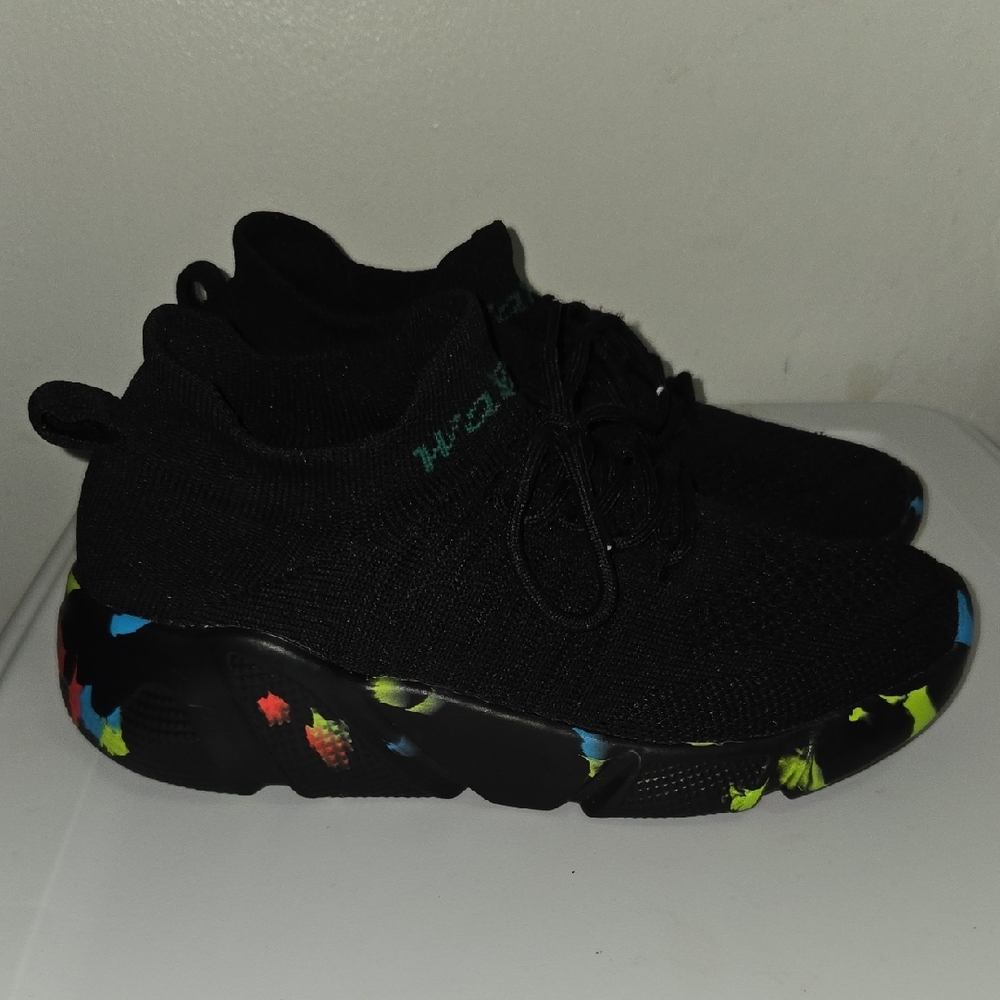 Black Athletic Shoes with Colorful Accents
